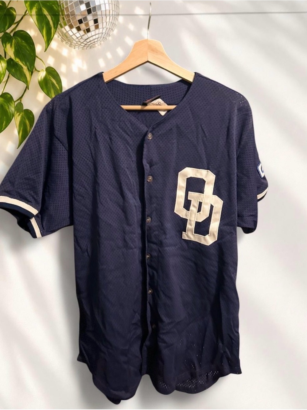 Wilson Navy Button-Up Baseball Jersey with Cream Logo